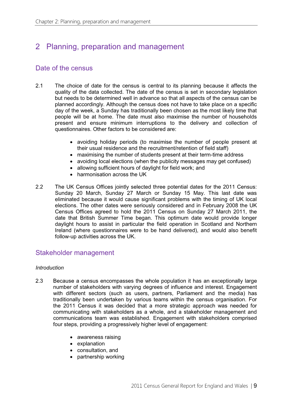 Chapter 2: Planning, Preparation and Management