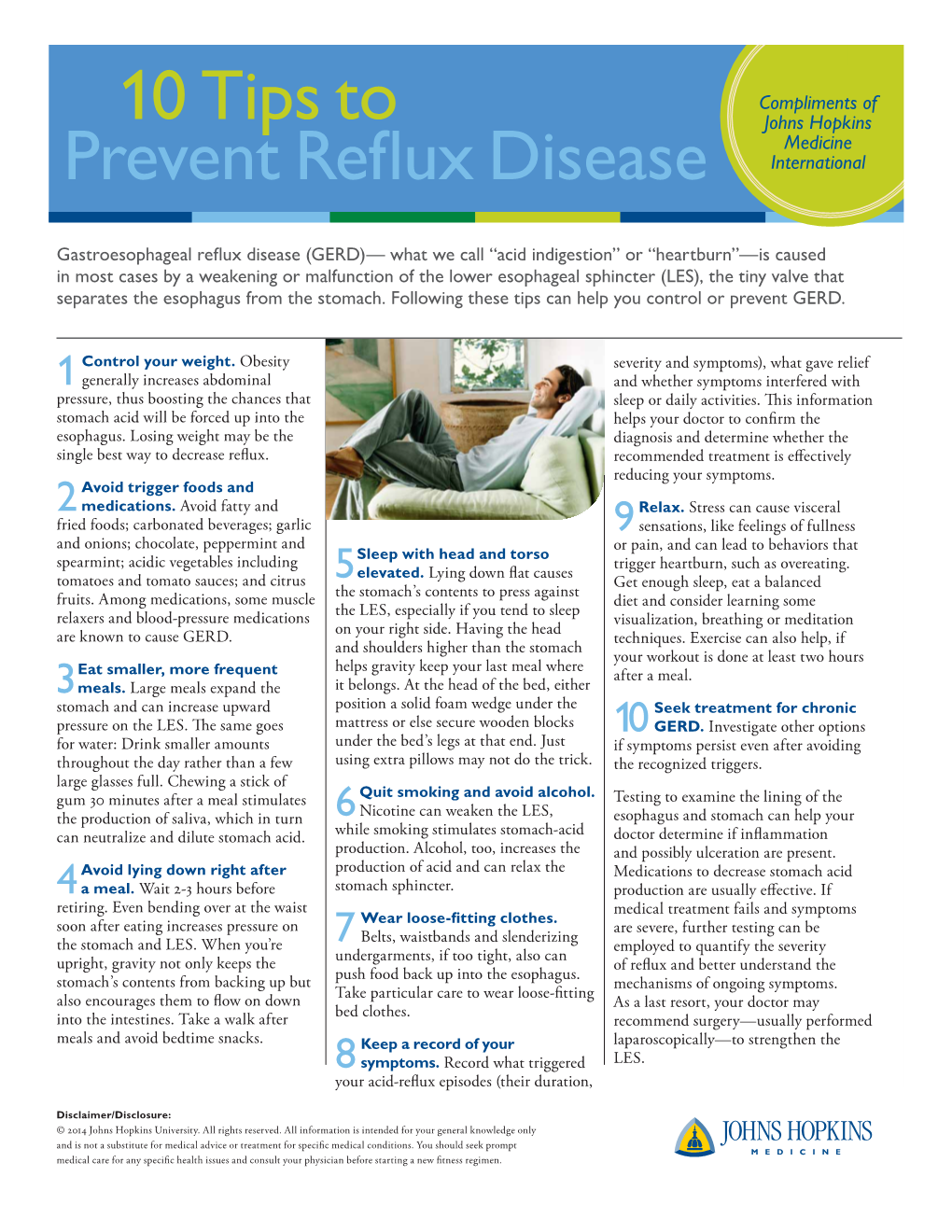 10 Tips to Johns Hopkins Medicine Prevent Reflux Disease International