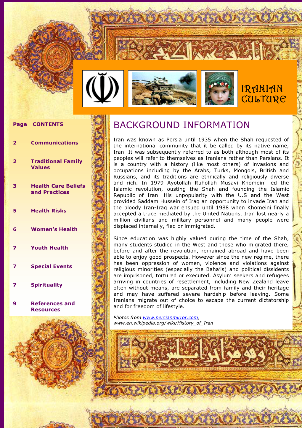 Background Information Iranian Culture