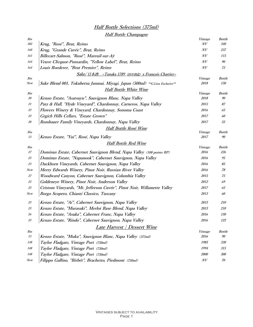 Download Wine List