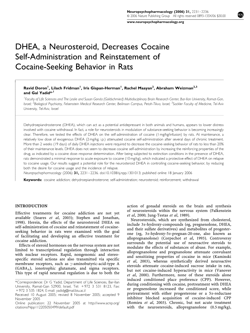 DHEA, a Neurosteroid, Decreases Cocaine Self-Administration and Reinstatement of Cocaine-Seeking Behavior in Rats