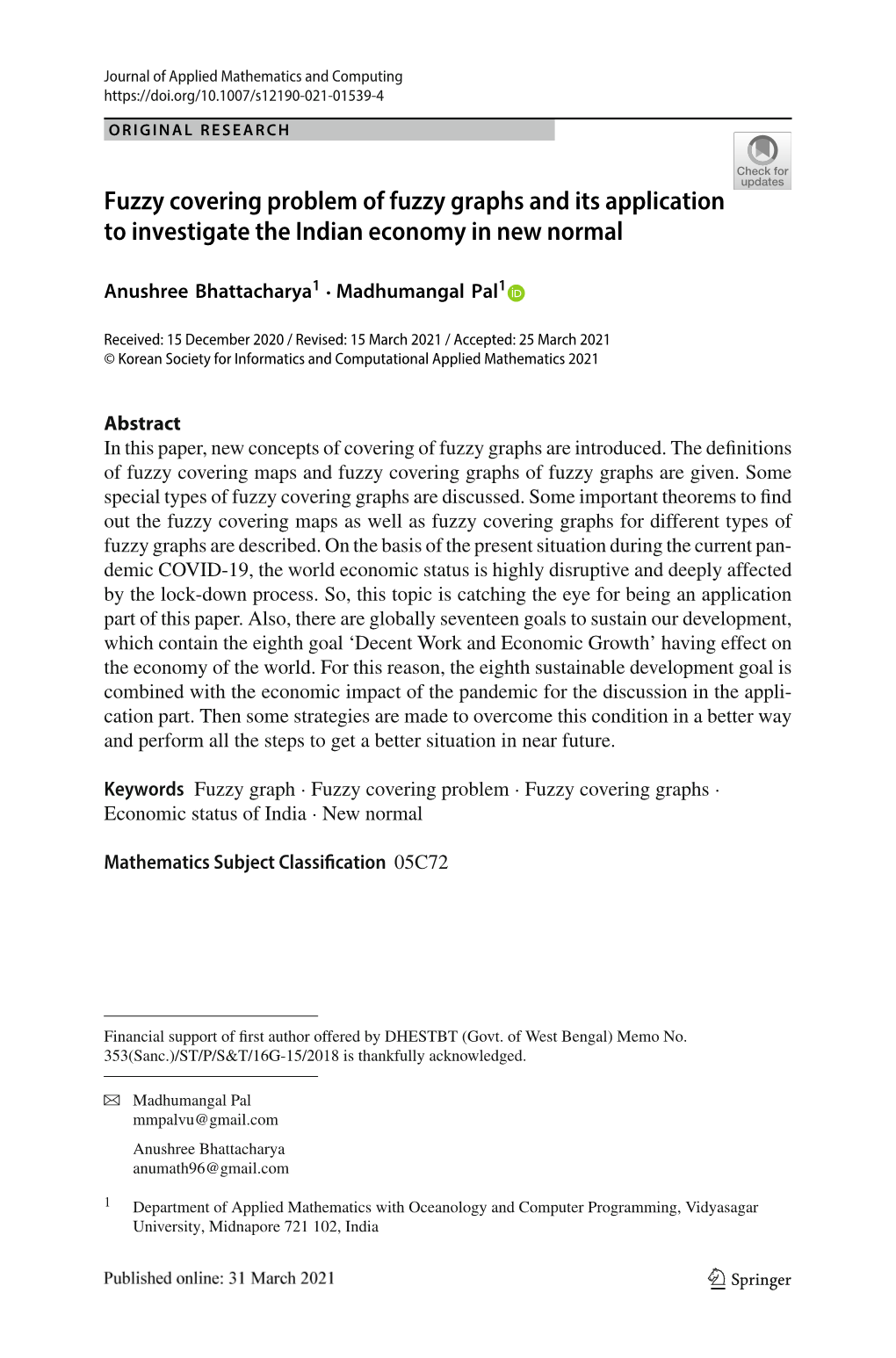 Fuzzy Covering Problem of Fuzzy Graphs and Its Application to Investigate the Indian Economy in New Normal