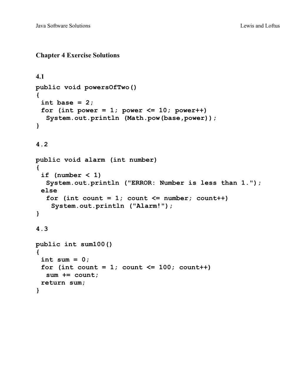 Java Software Solutions Lewis and Loftus