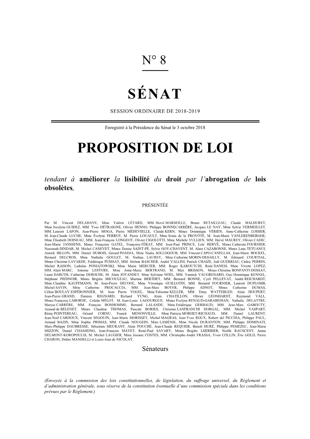 Sénat Proposition De