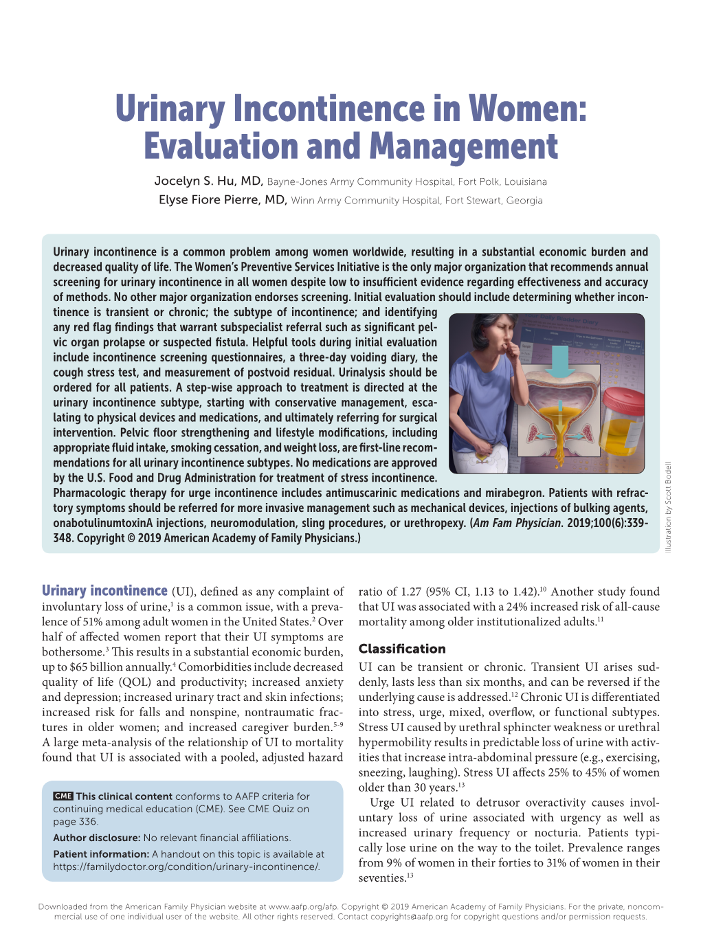 Urinary Incontinence in Women:​ Evaluation and Management Jocelyn S