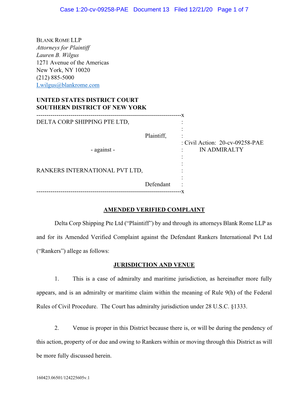 12/21/2020 Amended Complaint