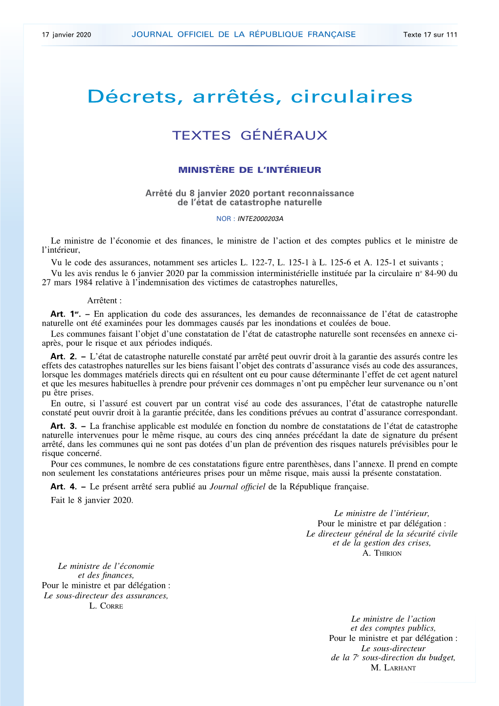 JOURNAL OFFICIEL DE LA RÉPUBLIQUE FRANÇAISE Texte 17 Sur 111