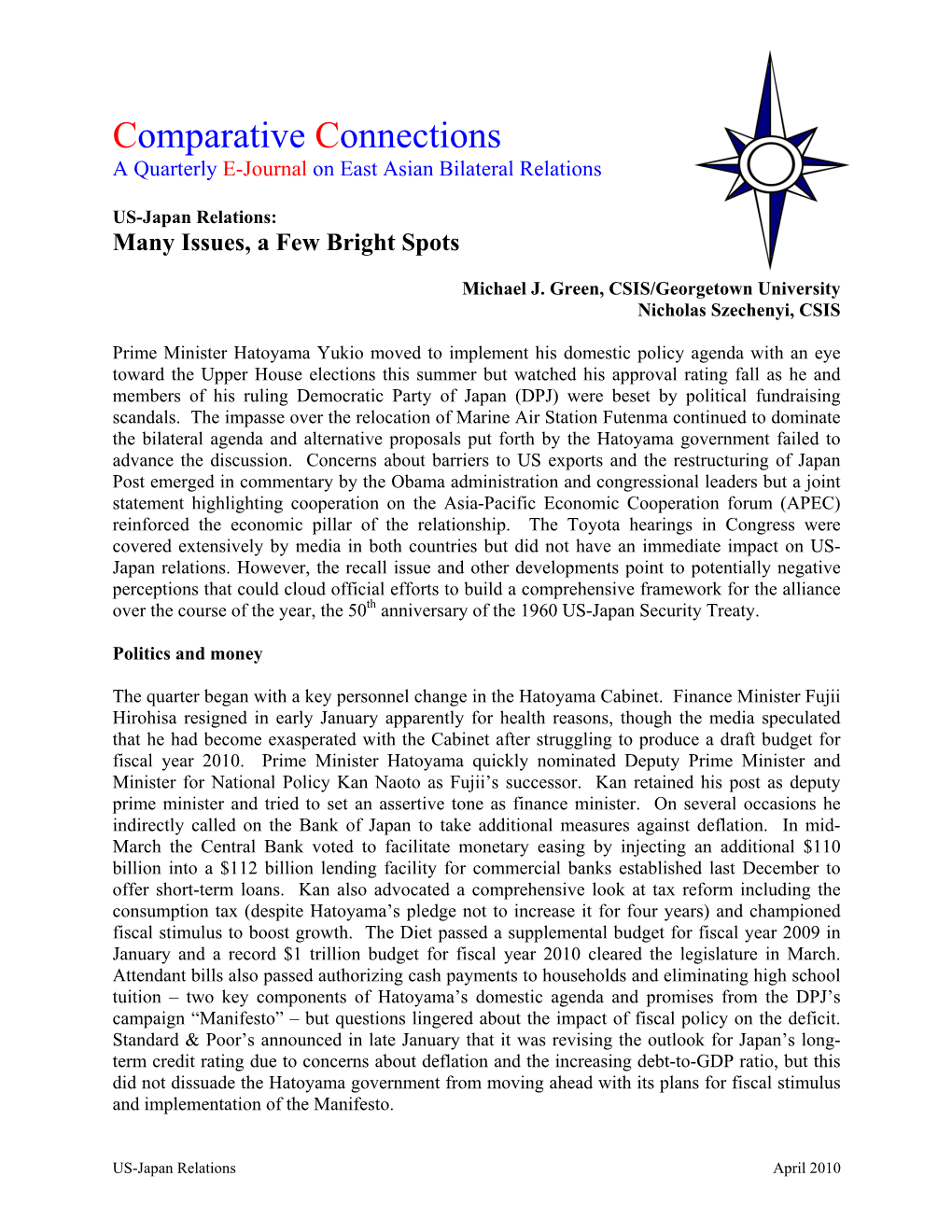 Comparative Connections a Quarterly E-Journal on East Asian Bilateral Relations