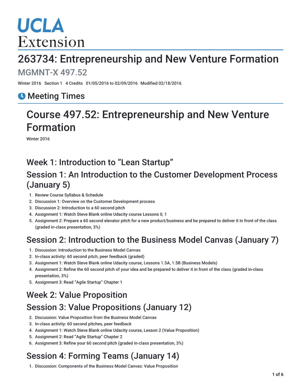 263734: Entrepreneurship and New Venture Formation &gt; Syllabus | Concourse