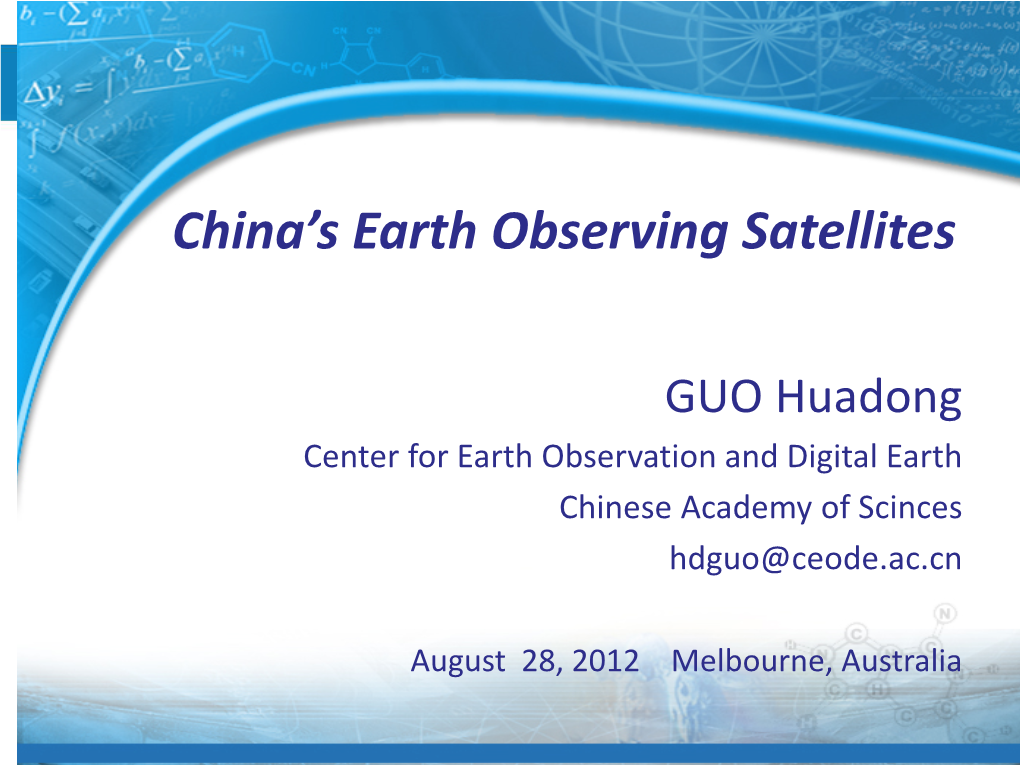 China's Earth Observing Satellites