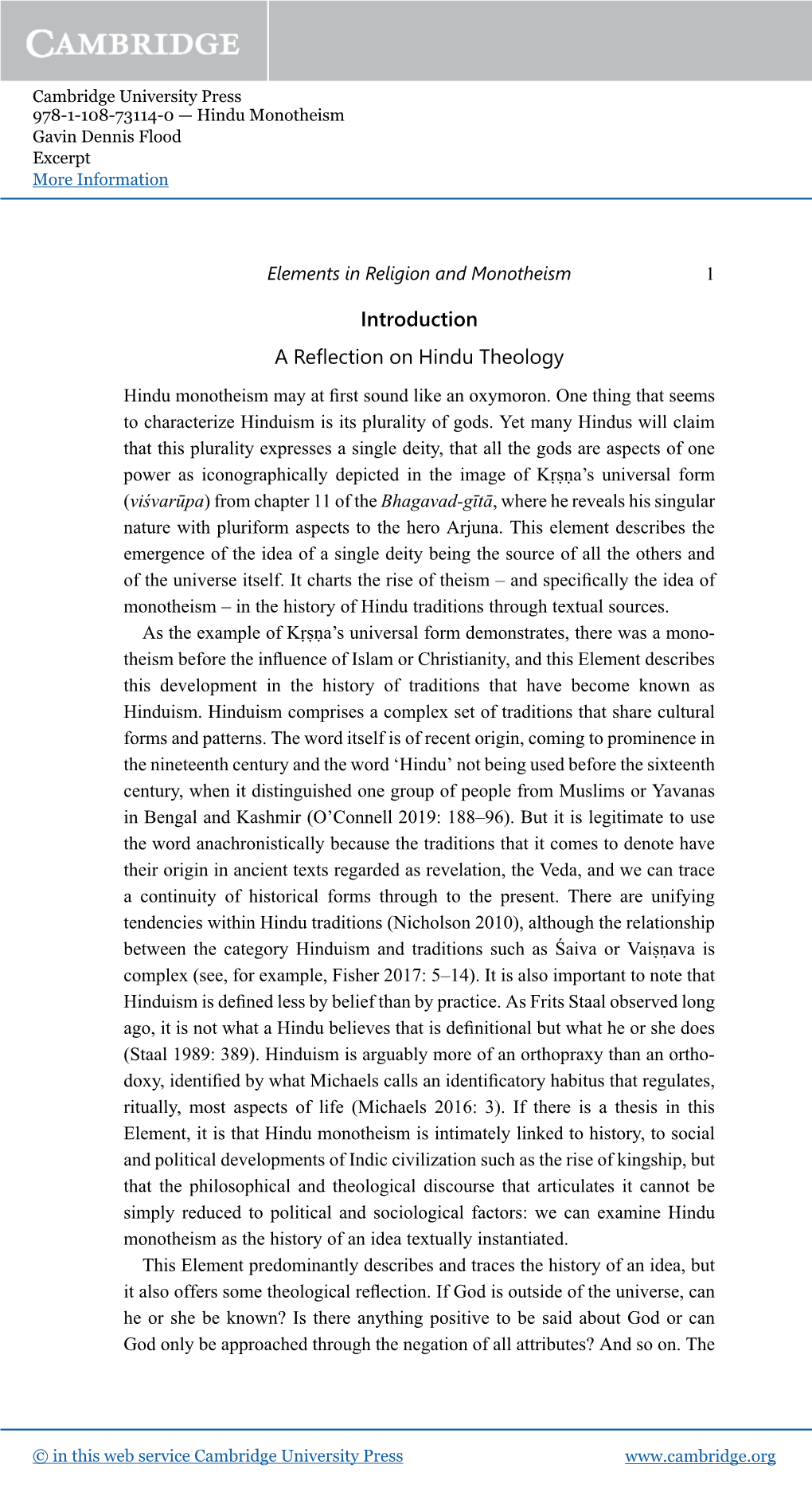 Introduction a Reflection on Hindu Theology