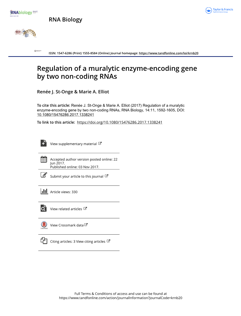 Regulation of a Muralytic Enzyme-Encoding Gene by Two Non-Coding Rnas