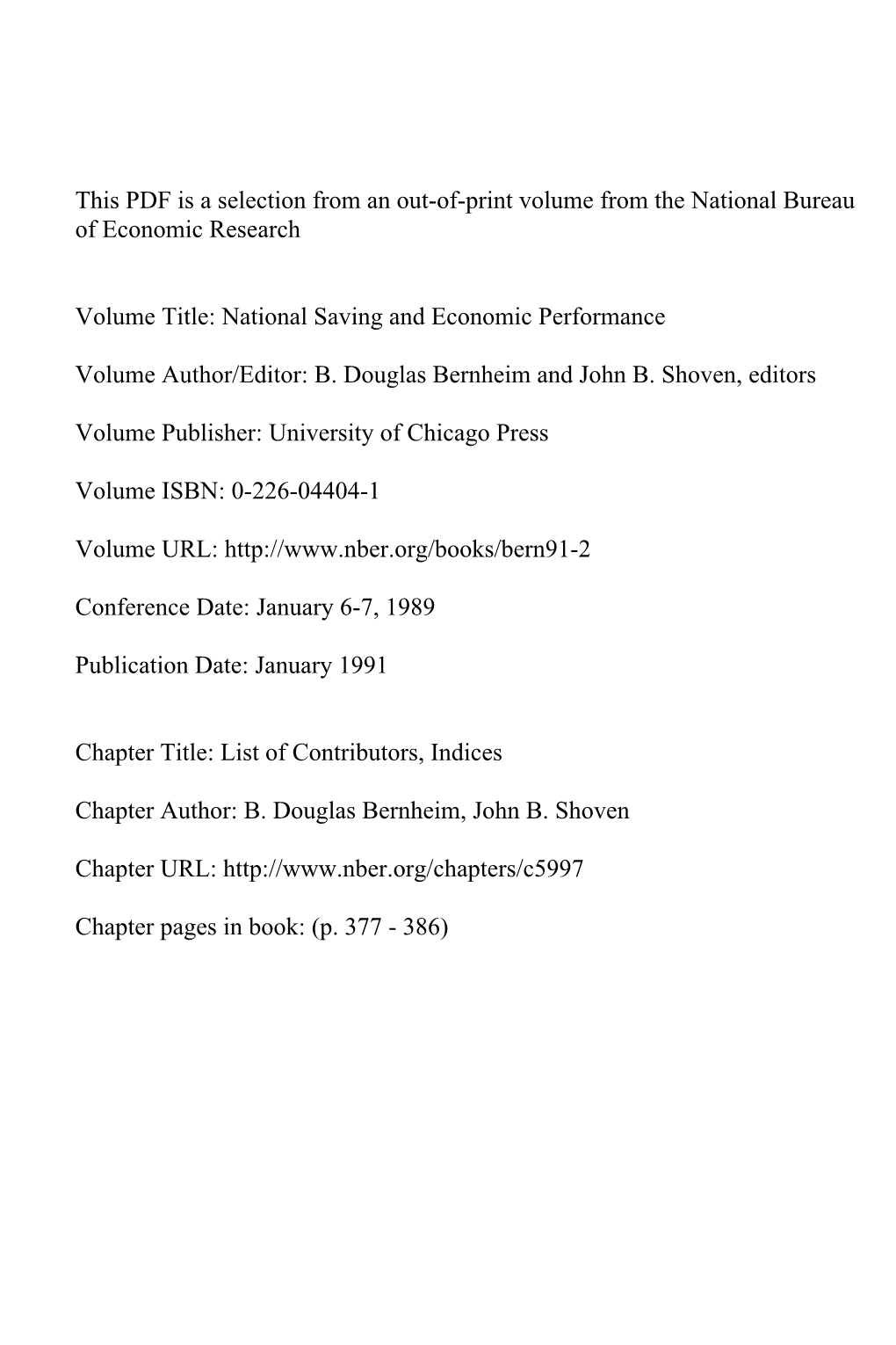 List of Contributors, Indices