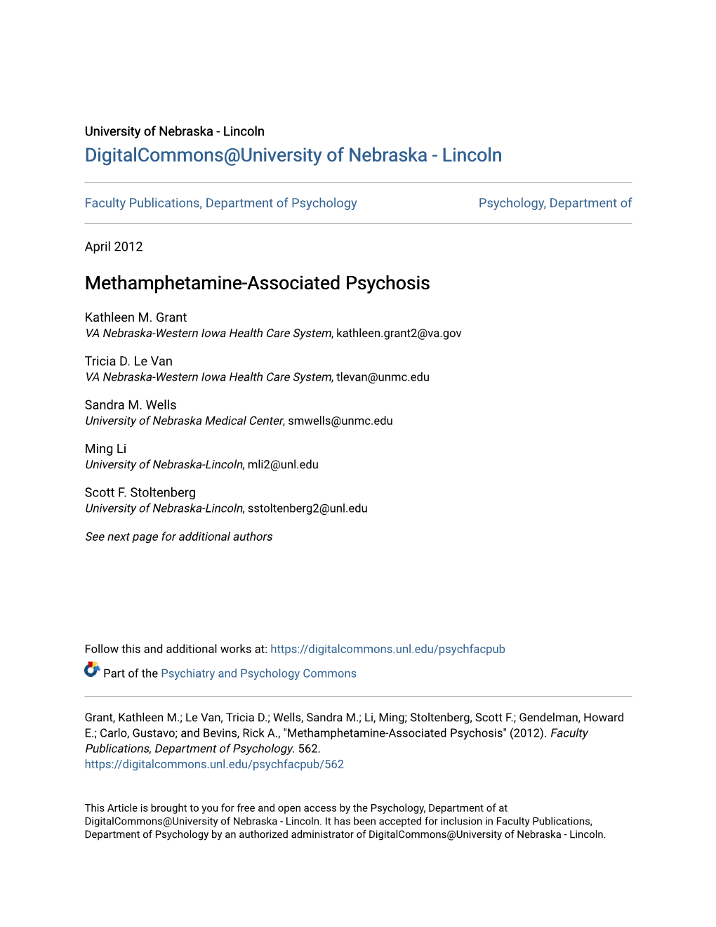 Methamphetamine-Associated Psychosis