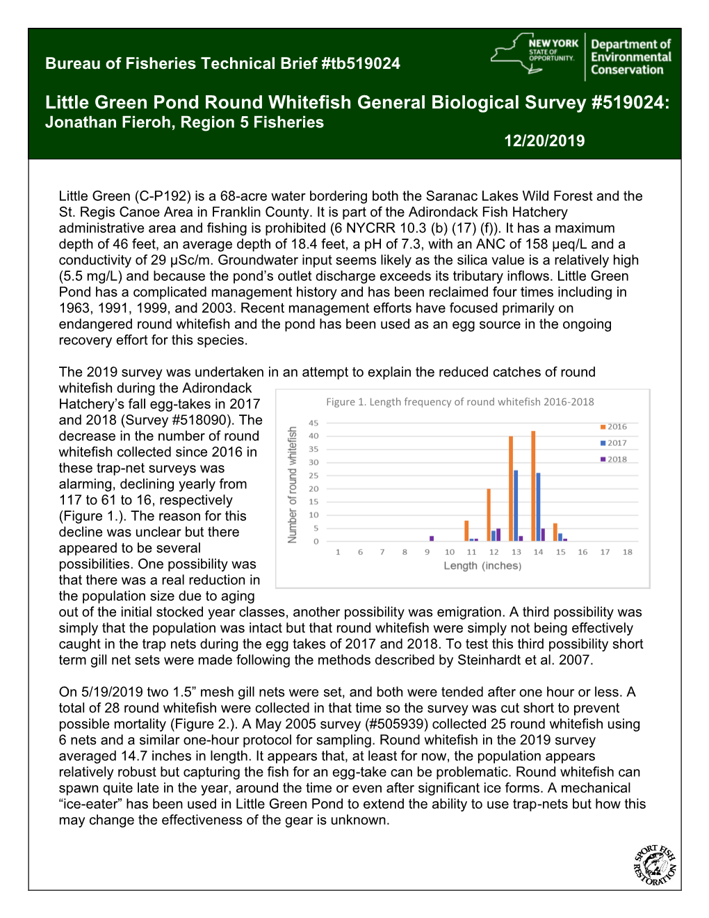 Little Green Pond Round Whitefish General Biological Survey (2019)