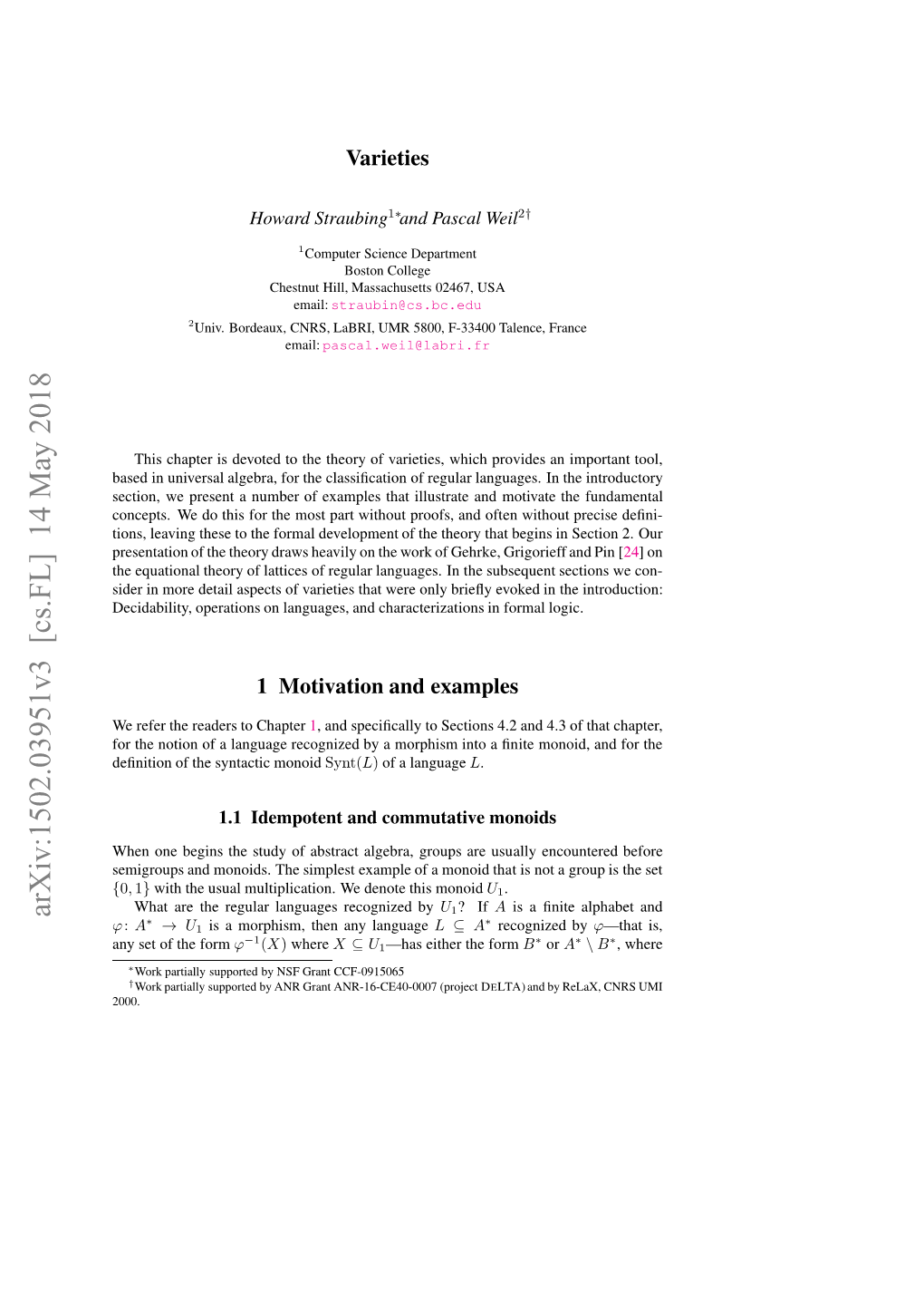 Arxiv:1502.03951V3 [Cs.FL] 14 May 2018 N E Fteform the of Set Any 2000