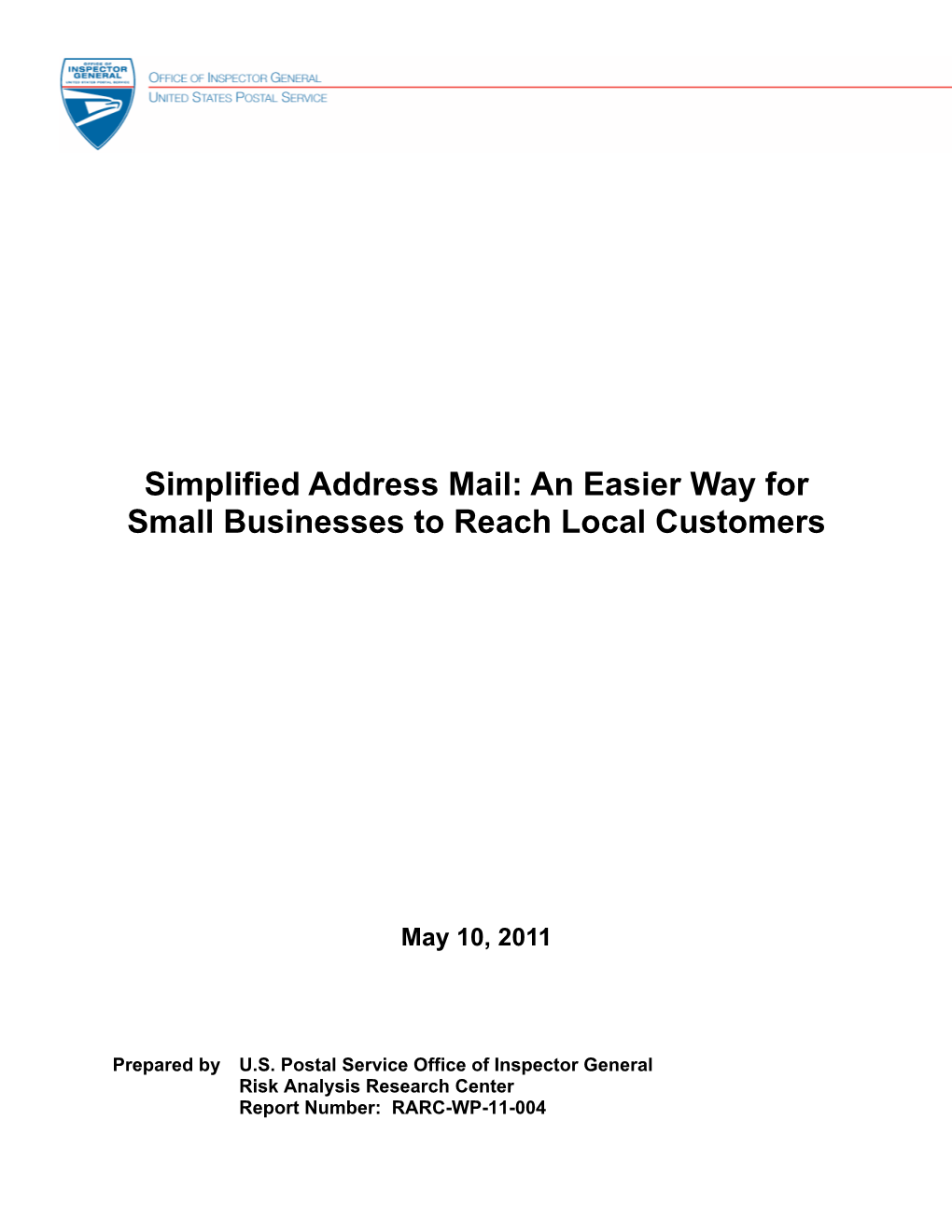 RARC-WP-11-004 Simplified Address Mail: an Easier Way.Docx