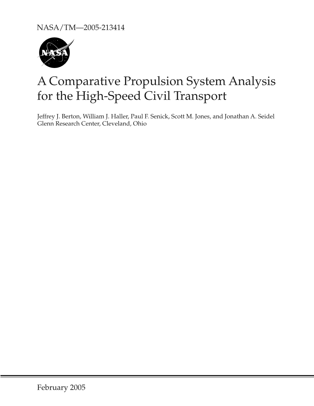 A Comparative Propulsion System Analysis for the High-Speed Civil Transport