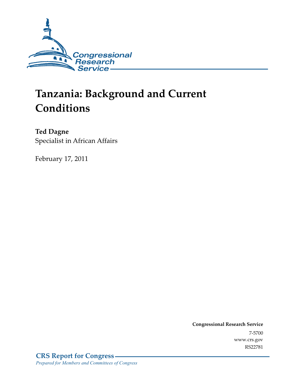 Tanzania: Background and Current Conditions