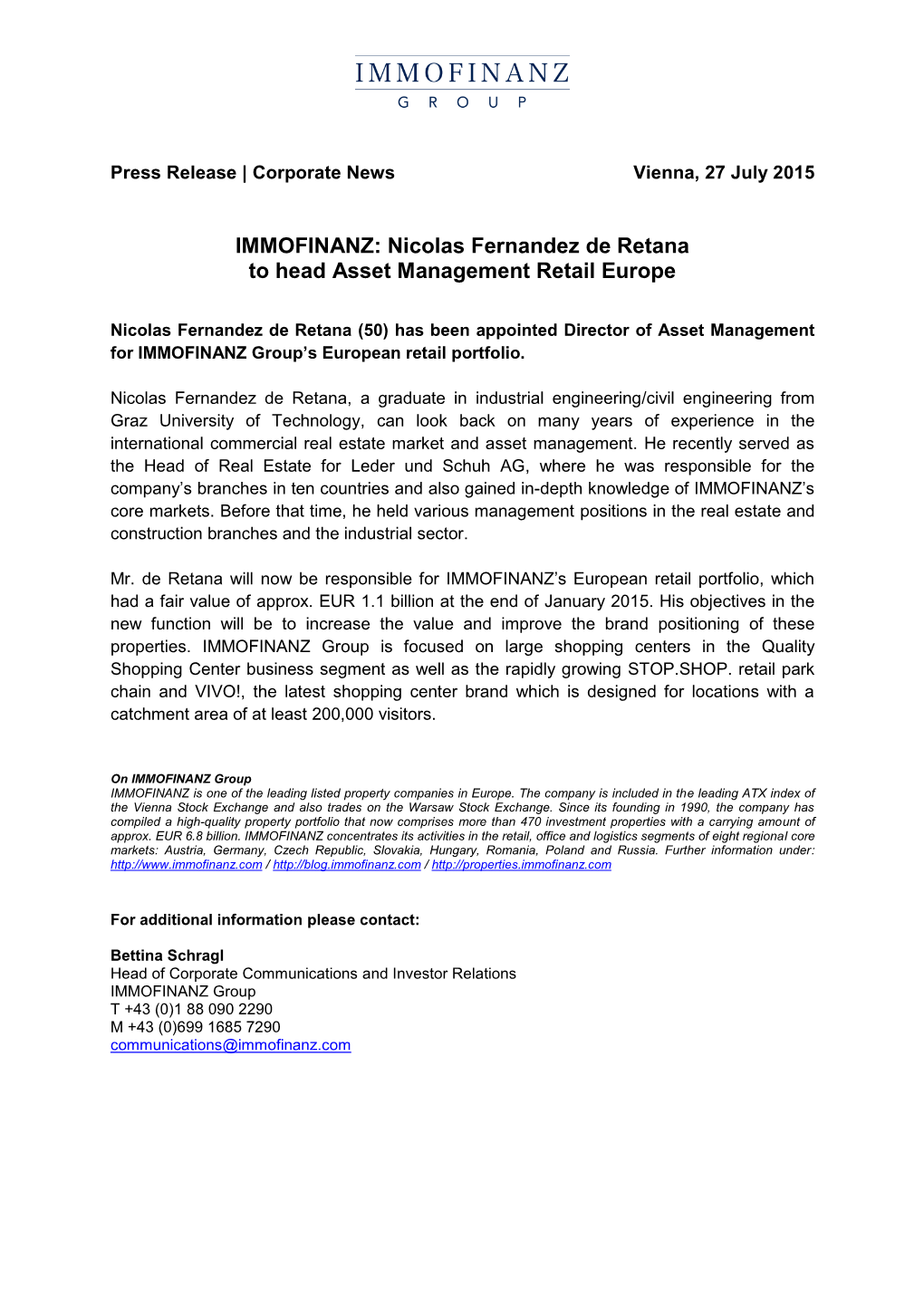 Nicolas Fernandez De Retana to Head Asset Management Retail Europe