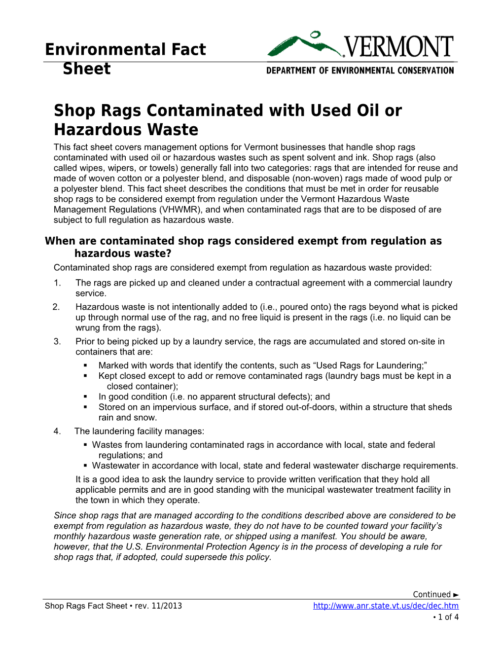 Environmental Fact Sheet