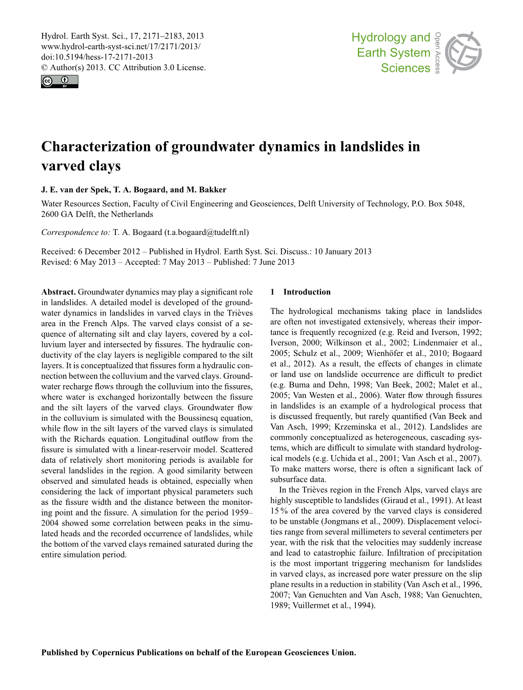 Characterization of Groundwater Dynamics in Landslides in Varved Clays