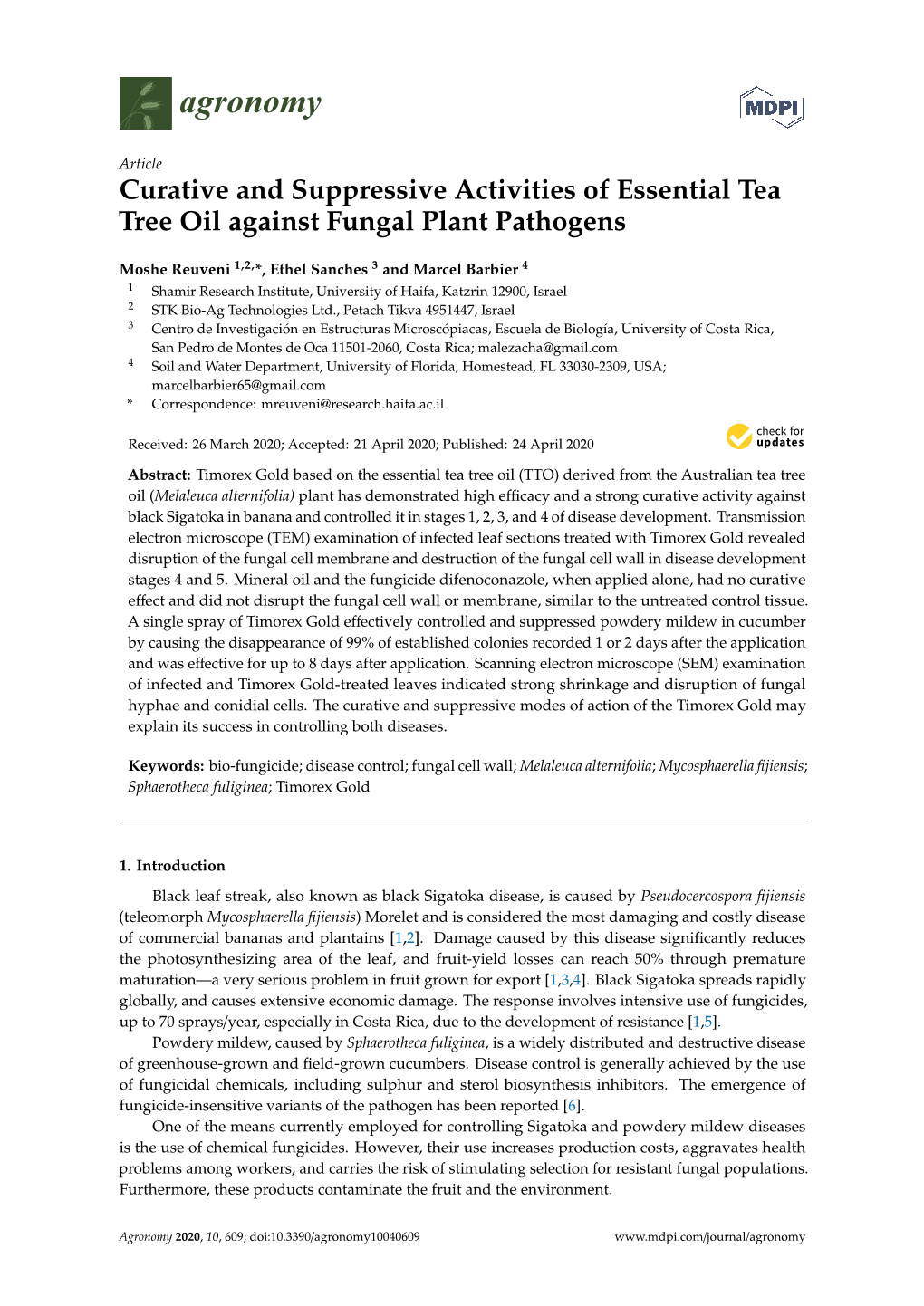 Curative and Suppressive Activities of Essential Tea Tree Oil Against Fungal Plant Pathogens