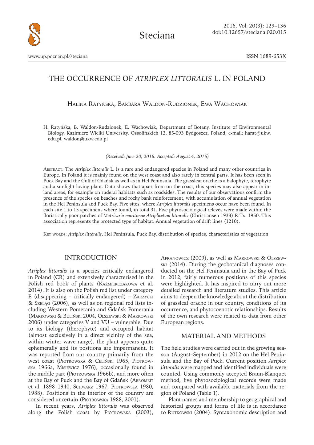 Steciana Doi:10.12657/Steciana.020.015 ISSN 1689-653X