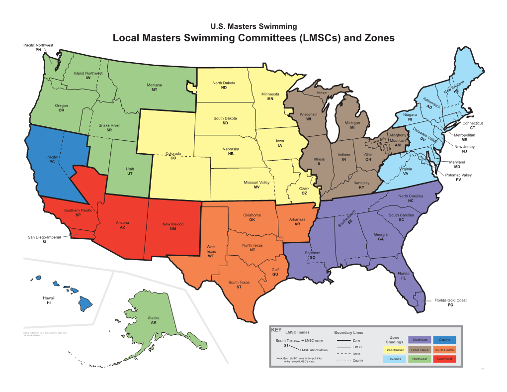 Local Masters Swimming Committees (Lmscs) and Zones Pacific Northwest PN