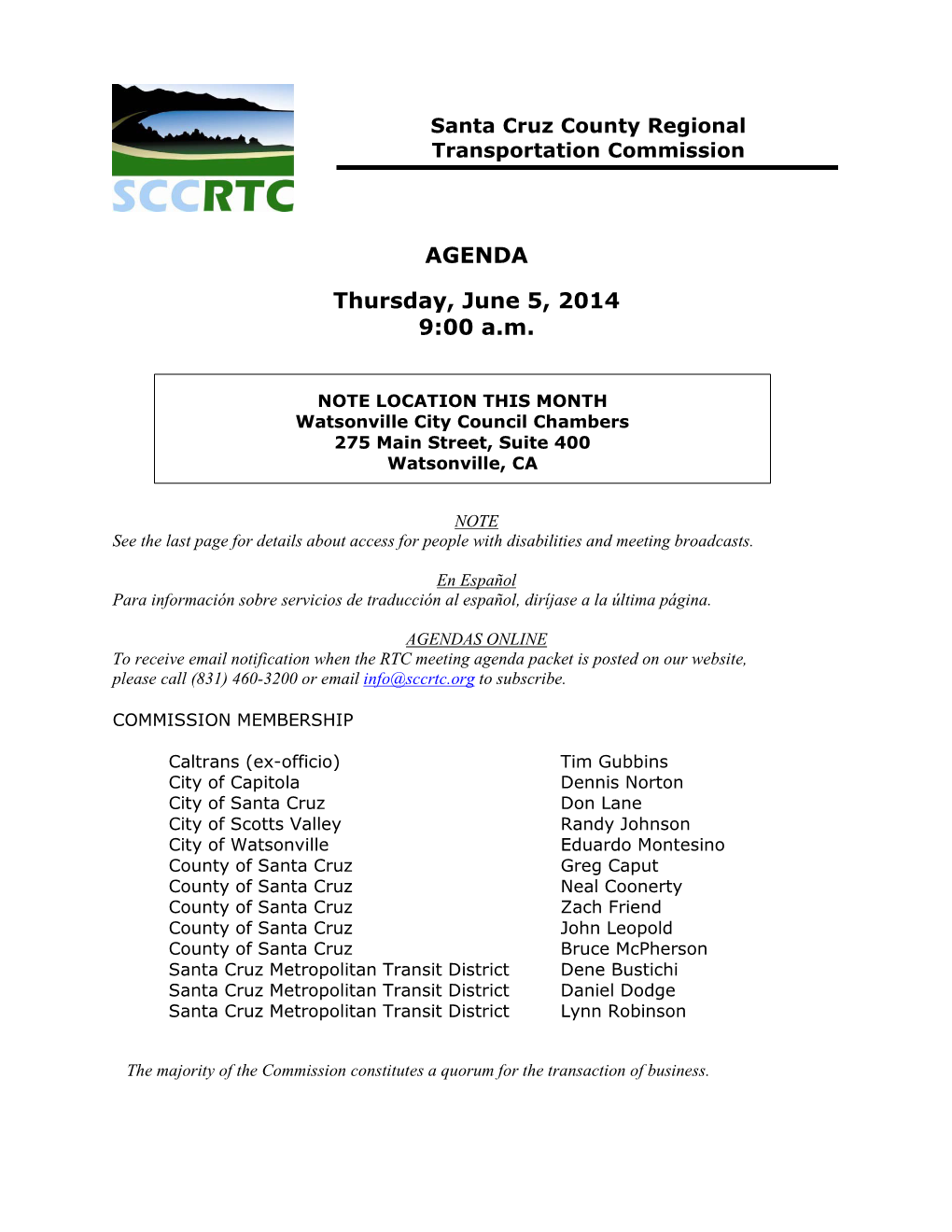 RTC Agenda June 5, 2014 2