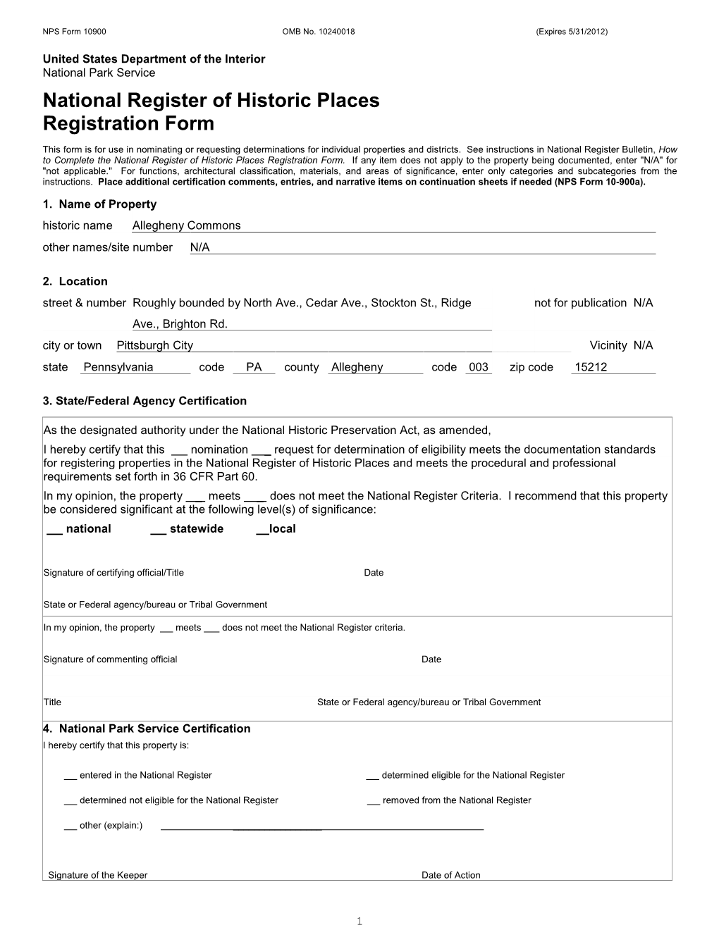 National Register of Historic Places Registration Form