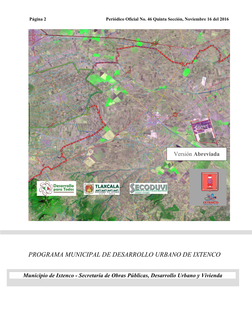 Programa Municipal De Desarrollo Urbano De Ixtenco