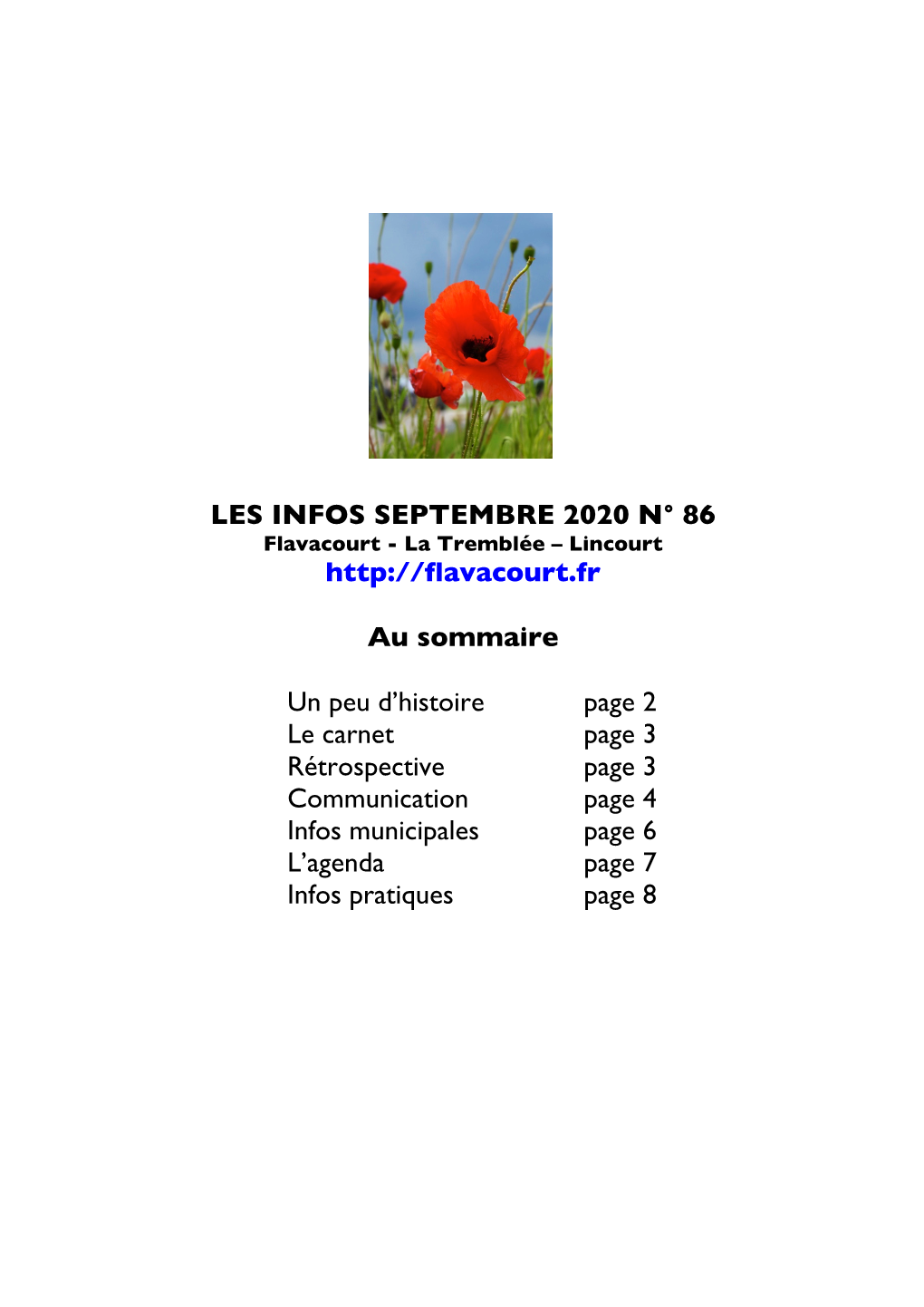 LES INFOS SEPTEMBRE 2020 N° 86 Au Sommaire Un