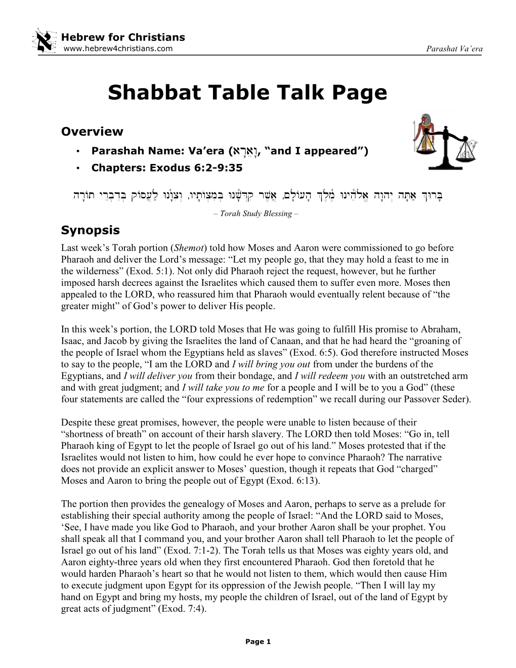 Shabbat Table Talk Page