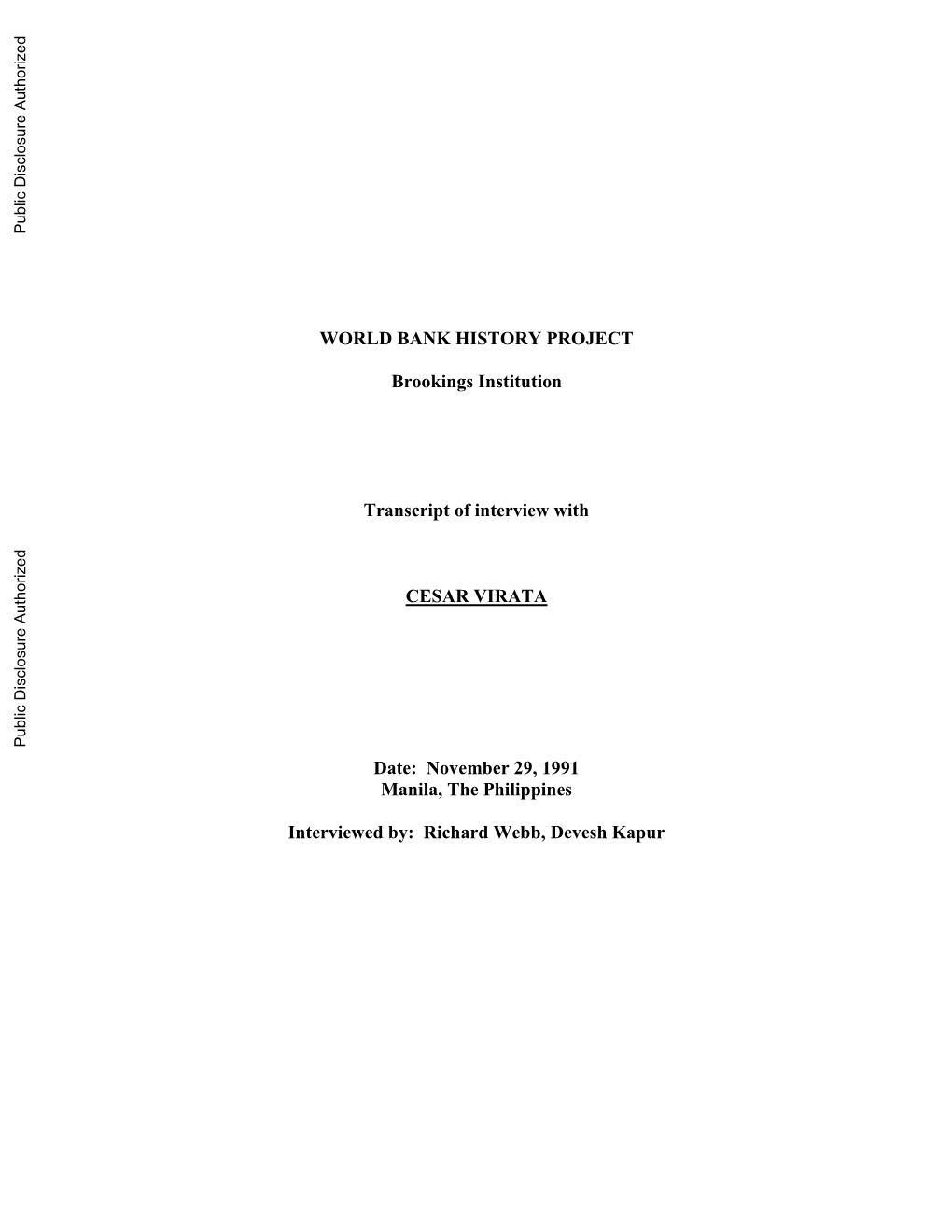 World Bank Document