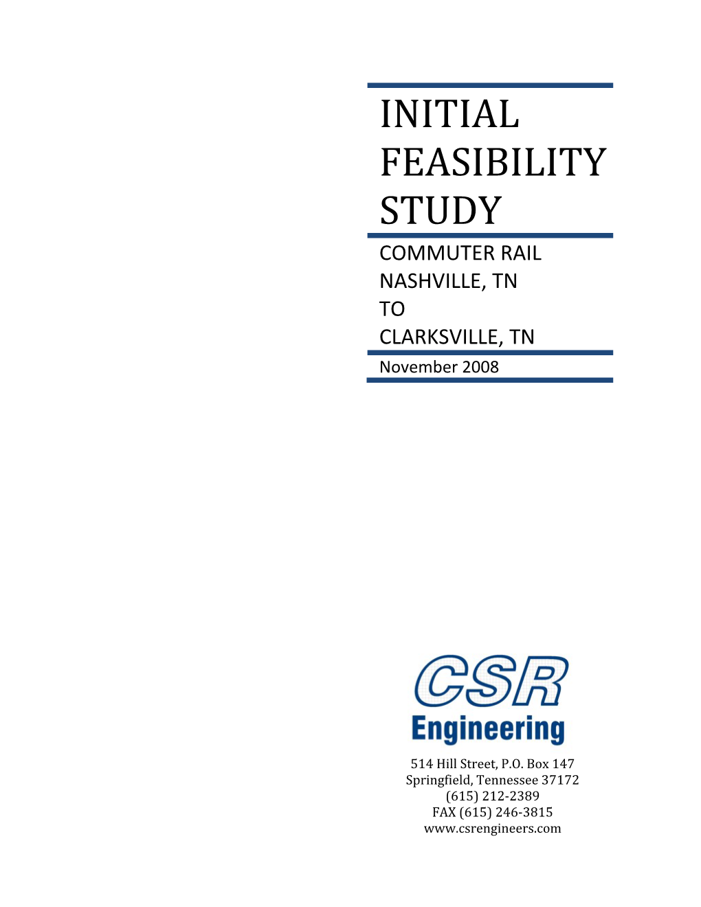 Commuter Rail Study – Initial Feasibility Study