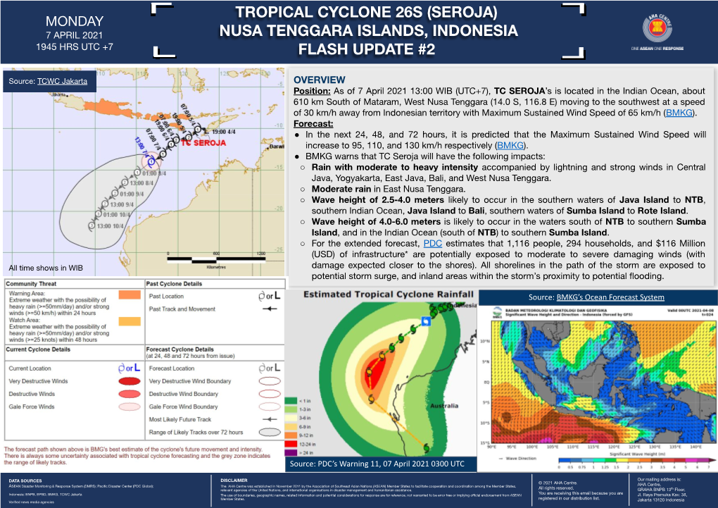 Seroja) Monday 7 April 2021 Nusa Tenggara Islands, Indonesia 1945 Hrs Utc +7 Flash Update #2