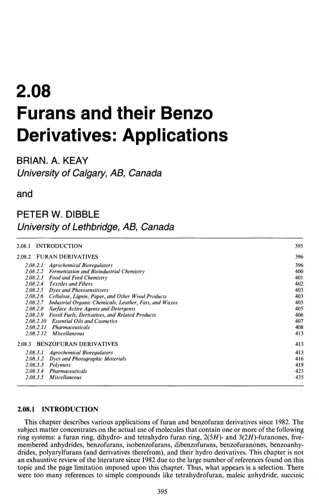 2.08 Furans and Their Benzo Derivatives: Applications