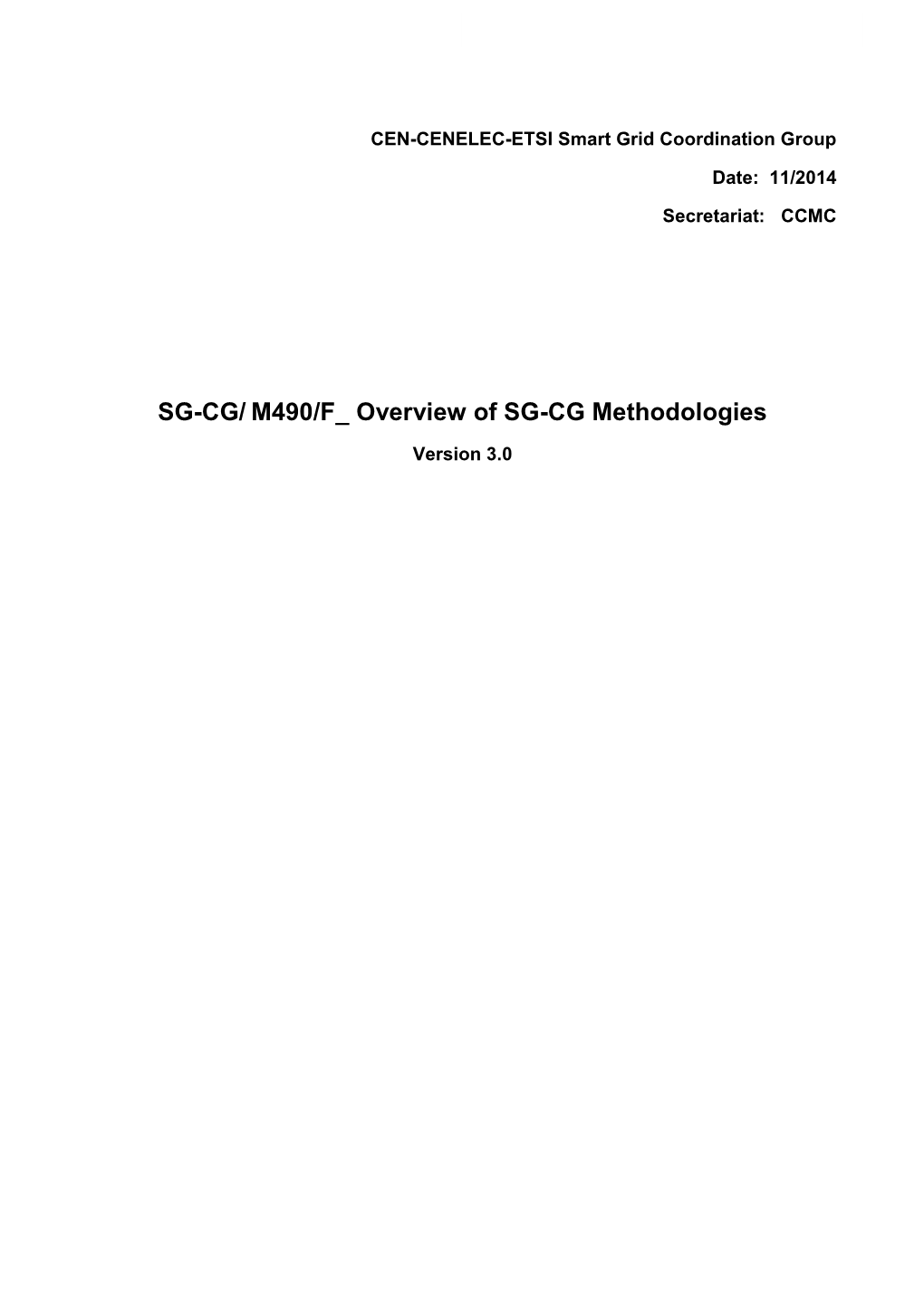 M490/F Overview of SG-CG Methodologies