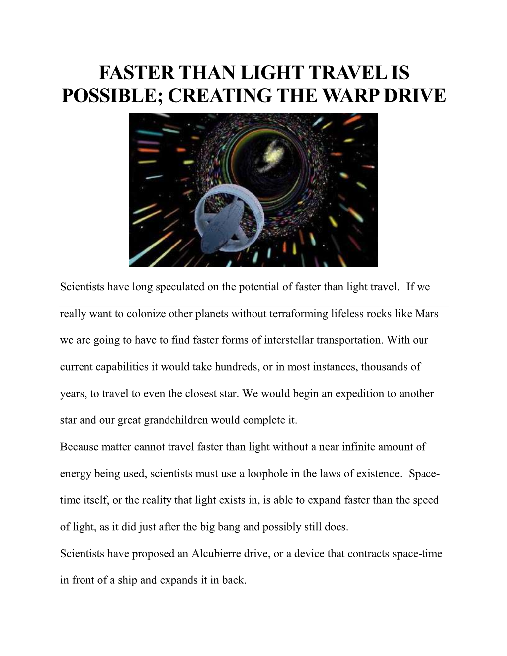 Creating the Warp Drive