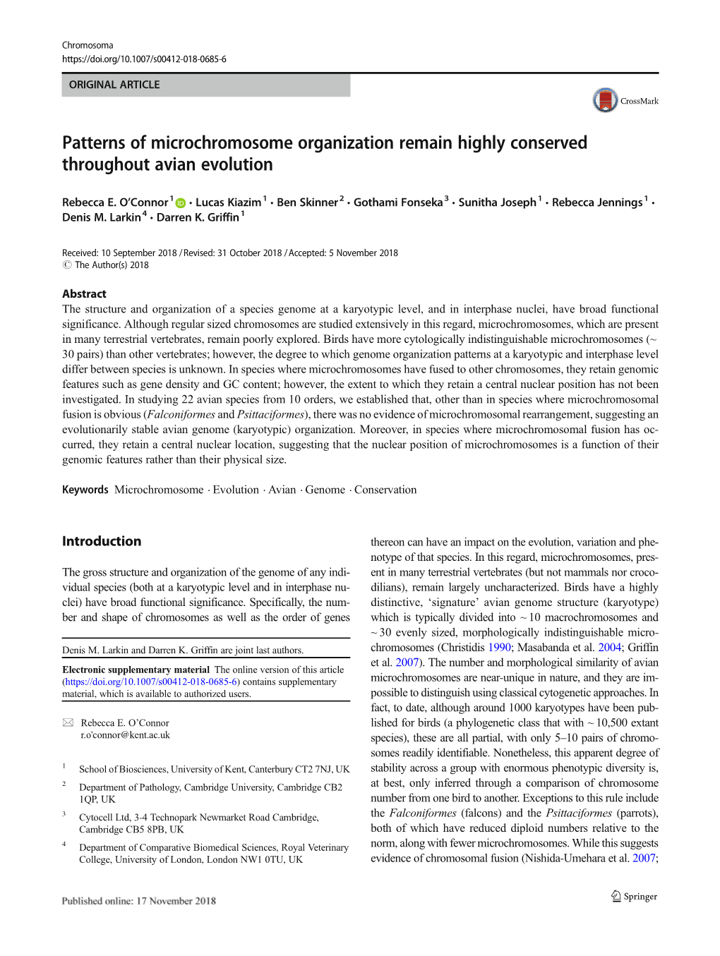 Patterns of Microchromosome Organization Remain Highly Conserved Throughout Avian Evolution