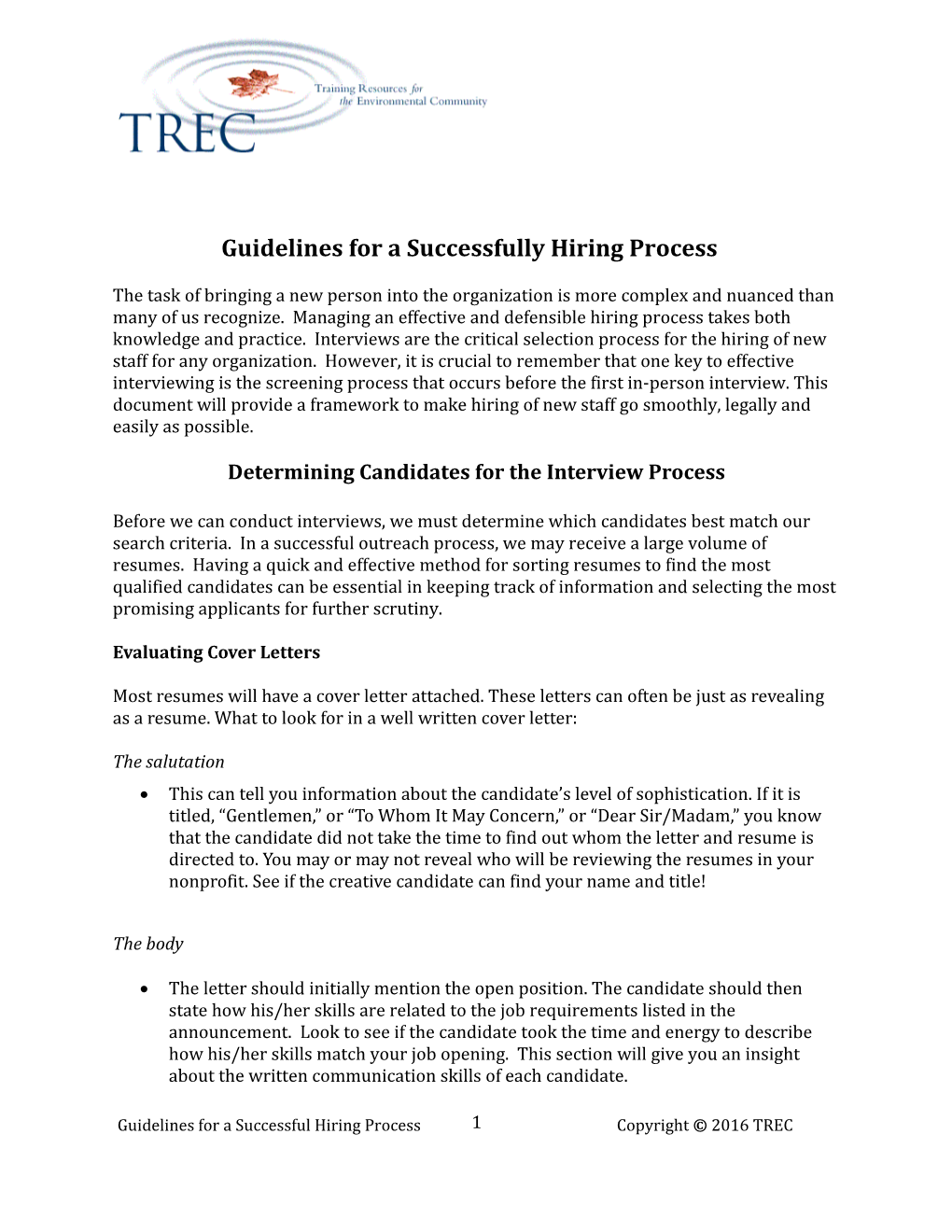 Guidelines for a Successfully Hiring Process