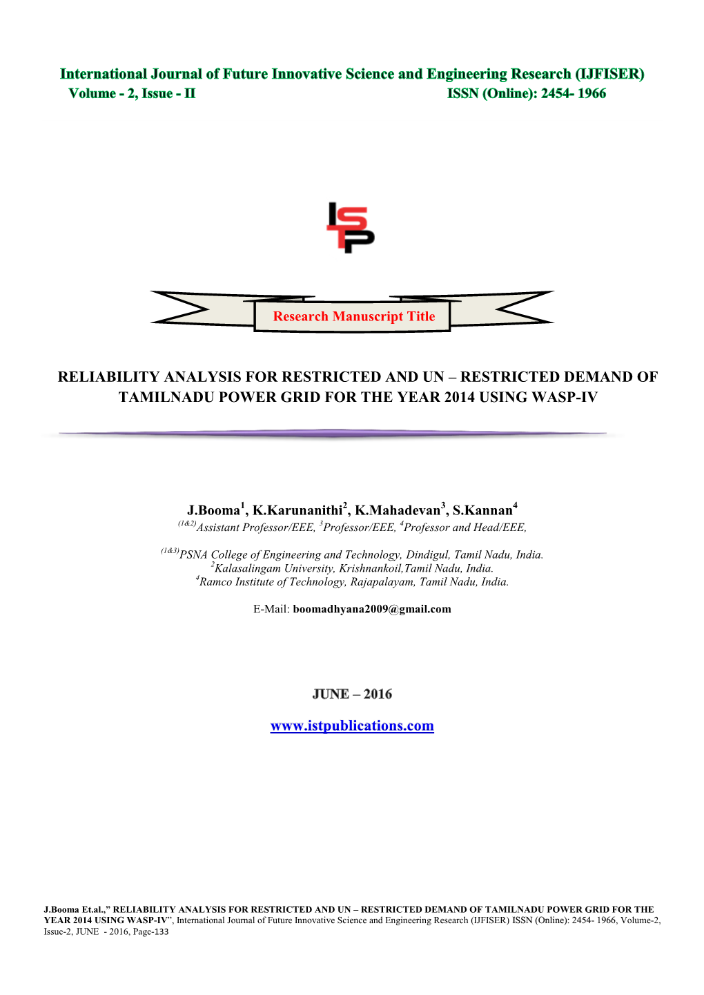 Reliability Analysis for Restricted and Un – Restricted Demand of Tamilnadu Power Grid for the Year 2014 Using Wasp-Iv