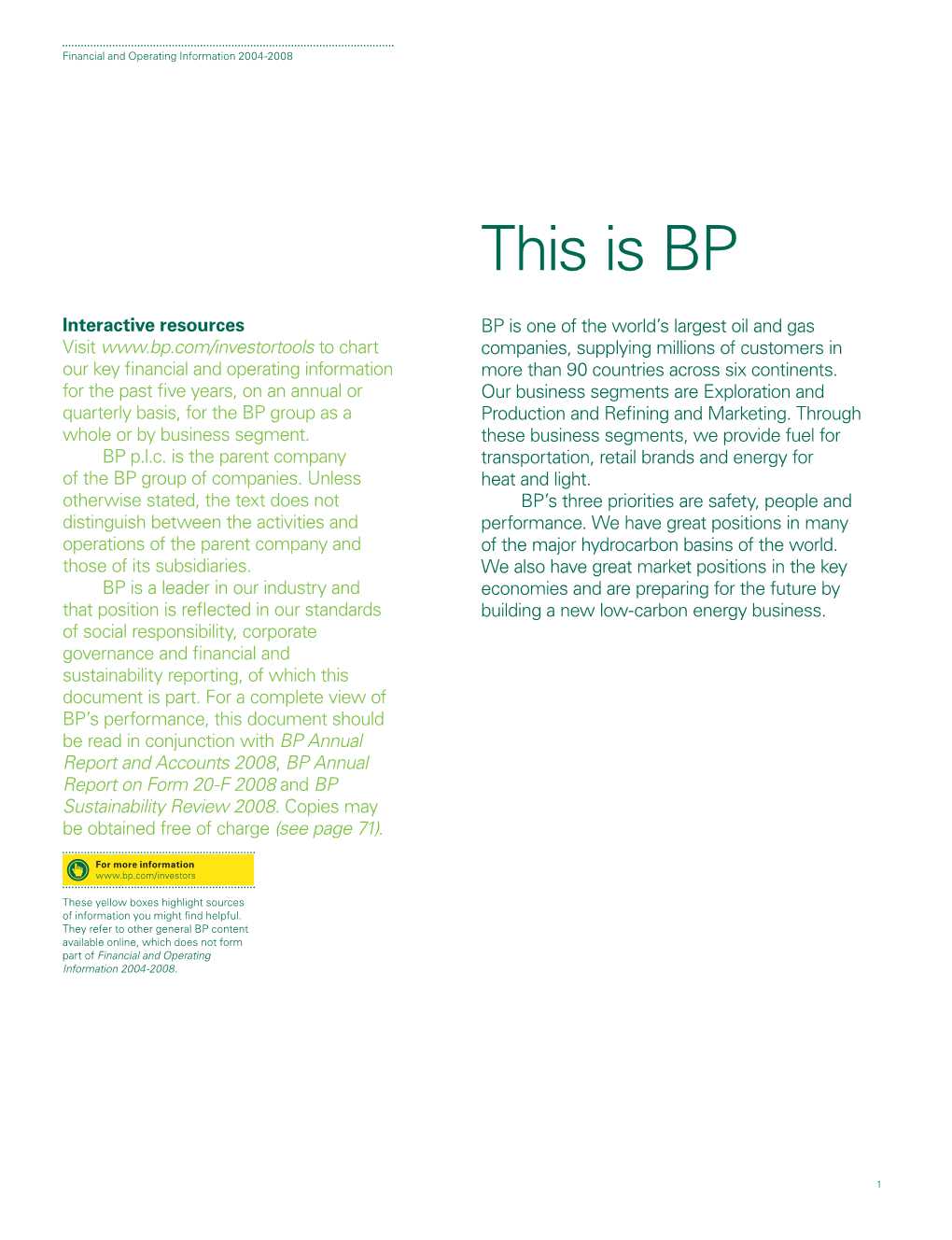 BP Financial and Operating Information 2004-2008