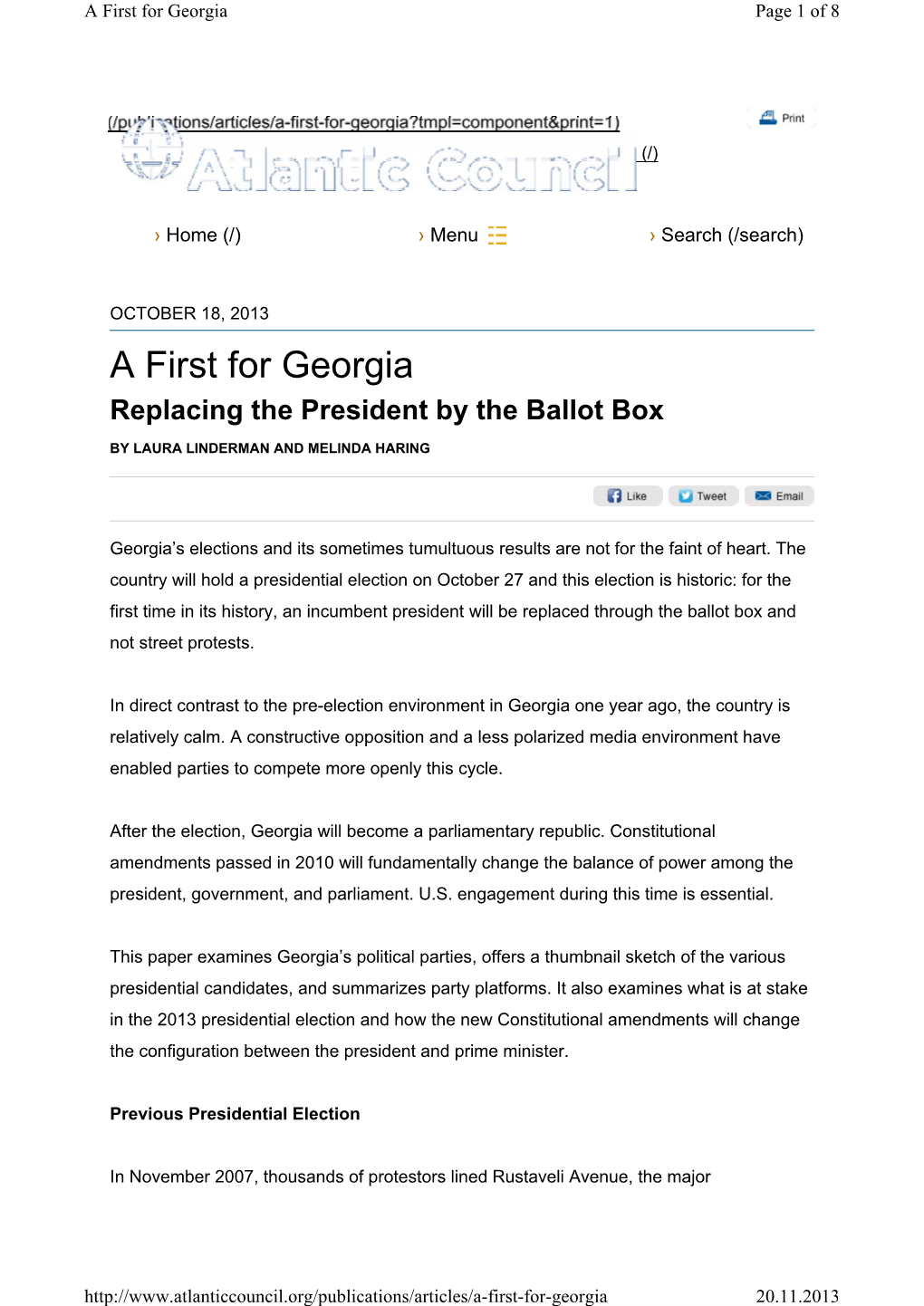 A First for Georgia: Replacing the President by the Ballot