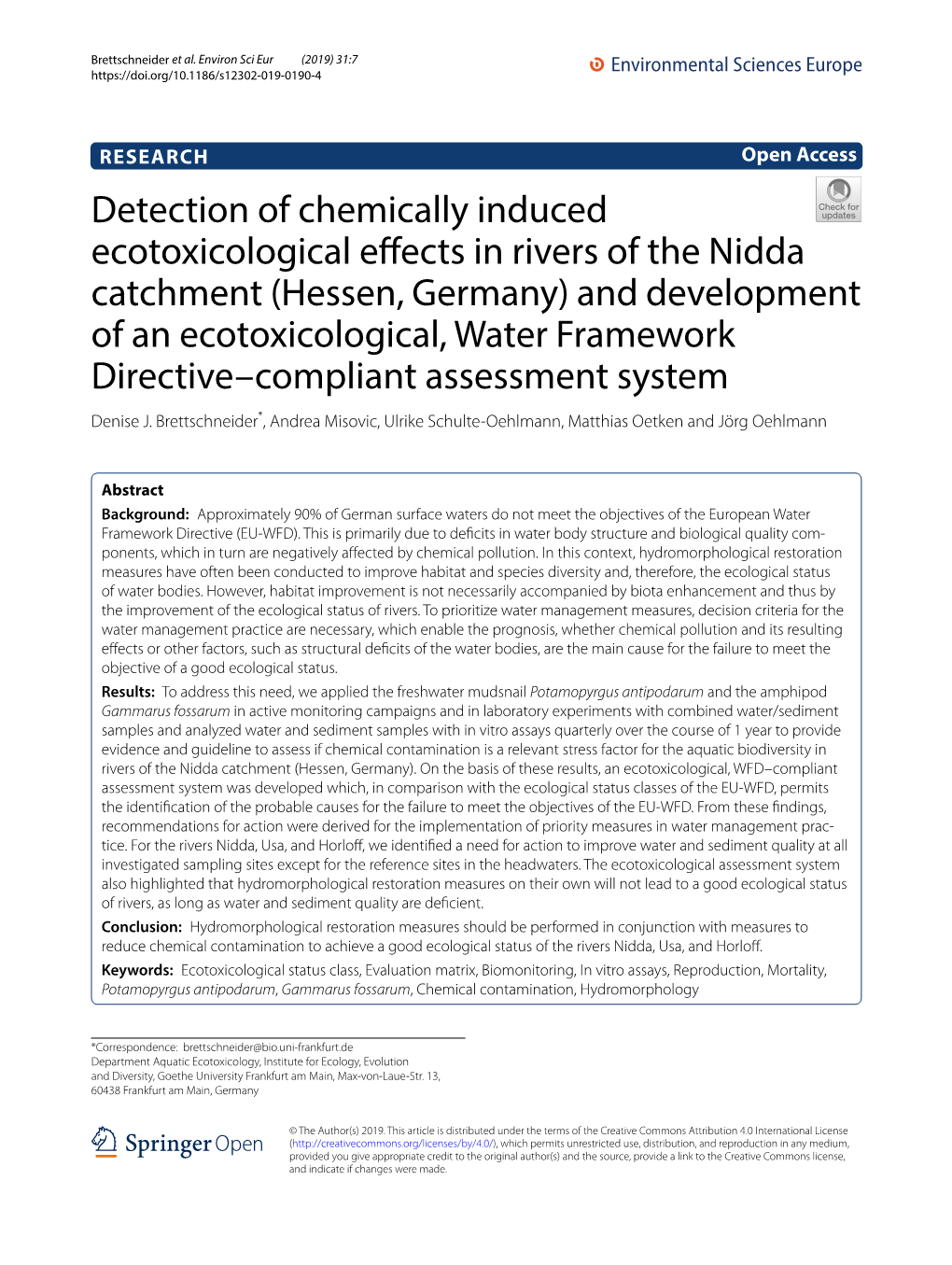 Detection of Chemically Induced Ecotoxicological Effects in Rivers Of