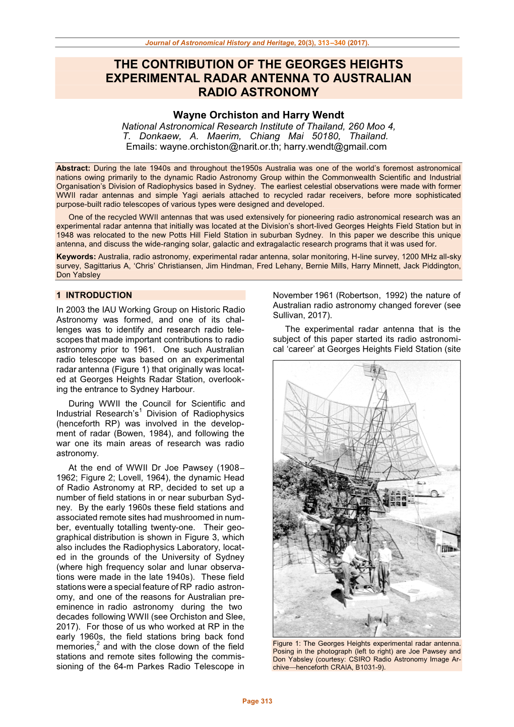 The Contribution of the Georges Heights Experimental Radar Antenna to Australian Radio Astronomy