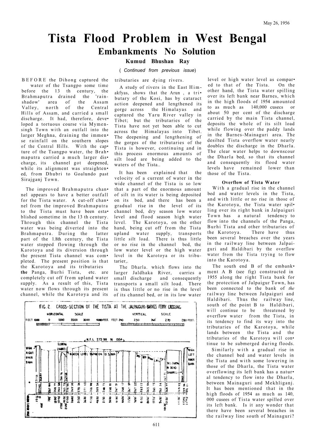 Tista Flood Problem in West Bengal Embankments No Solution Kumud Bhushan Ray ( Continued from Previous Issue)