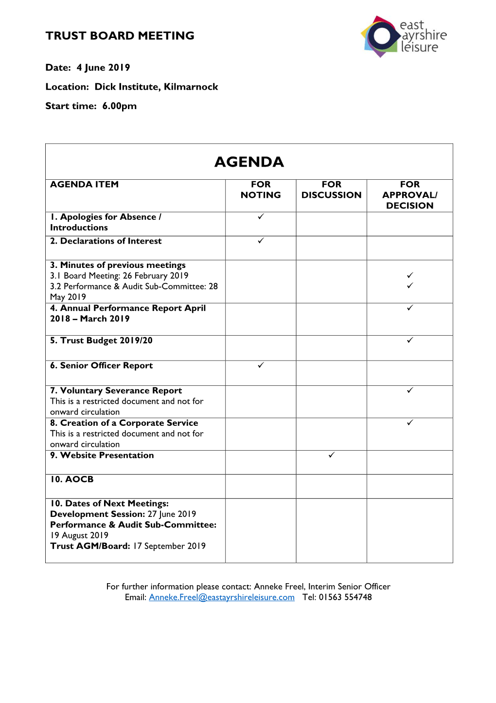 Board Agenda 4 June 2019