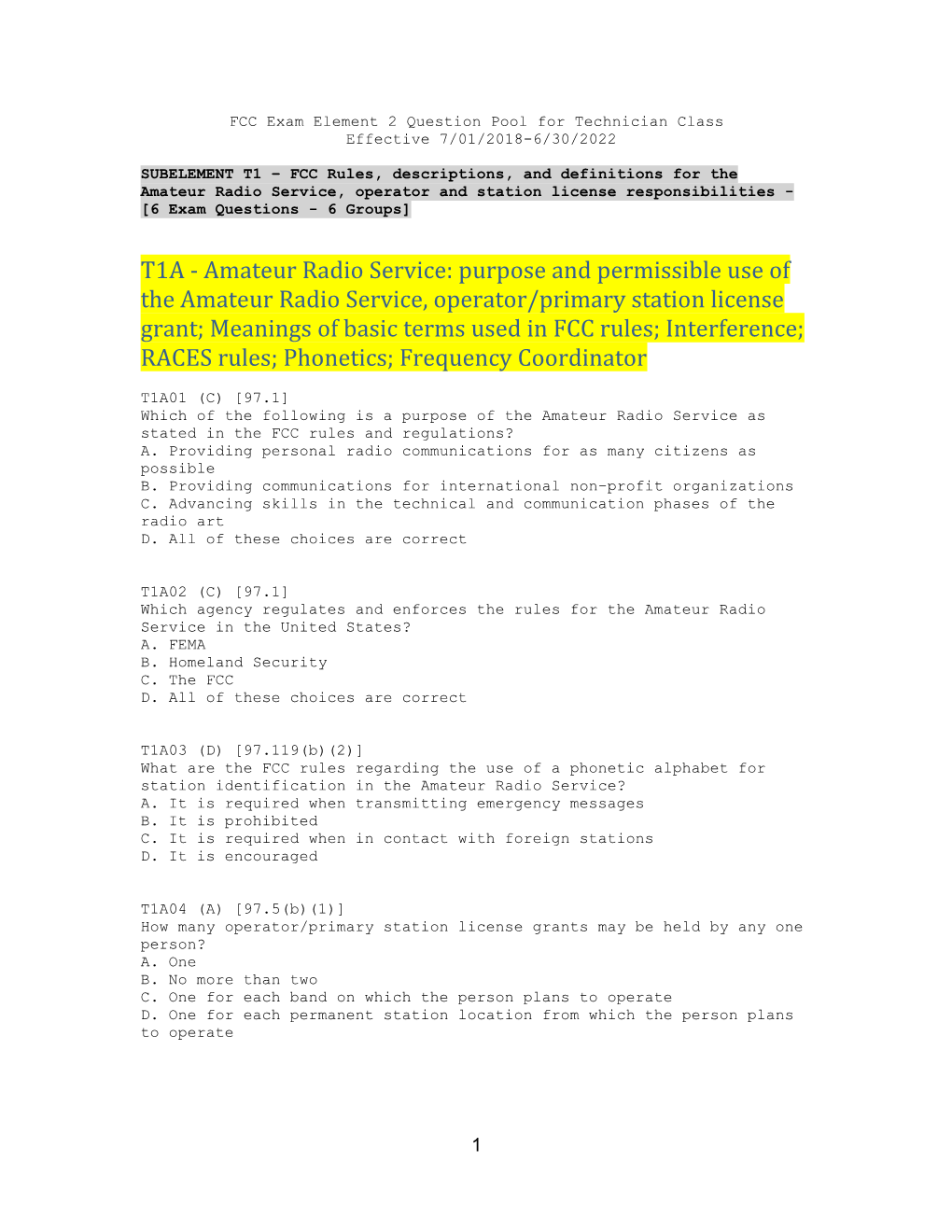 FCC Rules, Descriptions and Definitions for the Amateur Radio